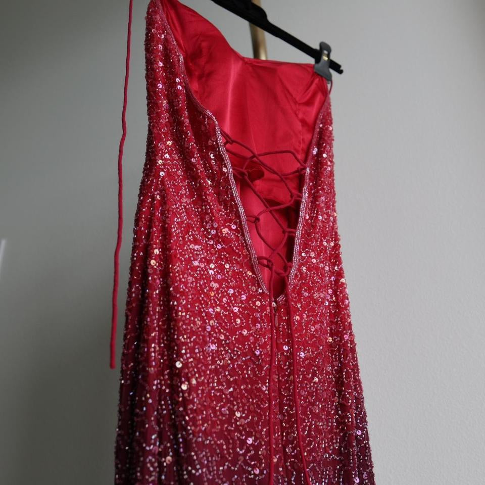 Y2k vintage red ombré beaded gown prom dress 6-8(S-M)