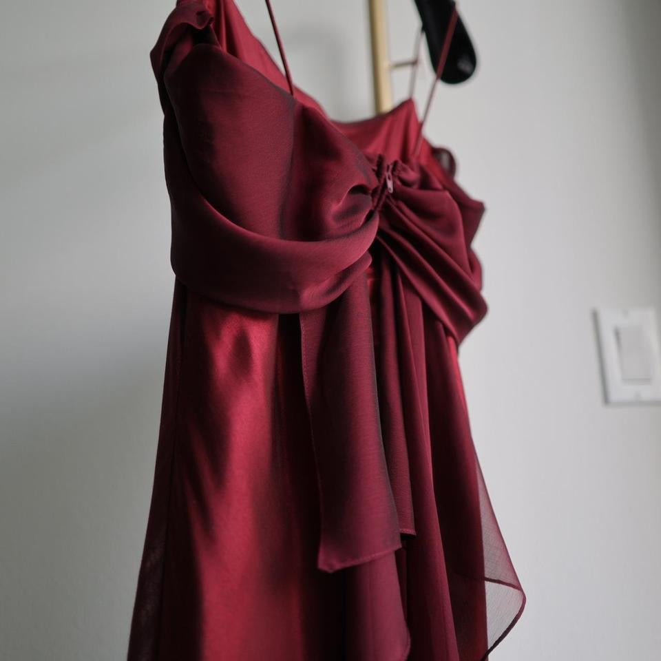 Y2K vintage shimmery burgundy gown goth prom dress L