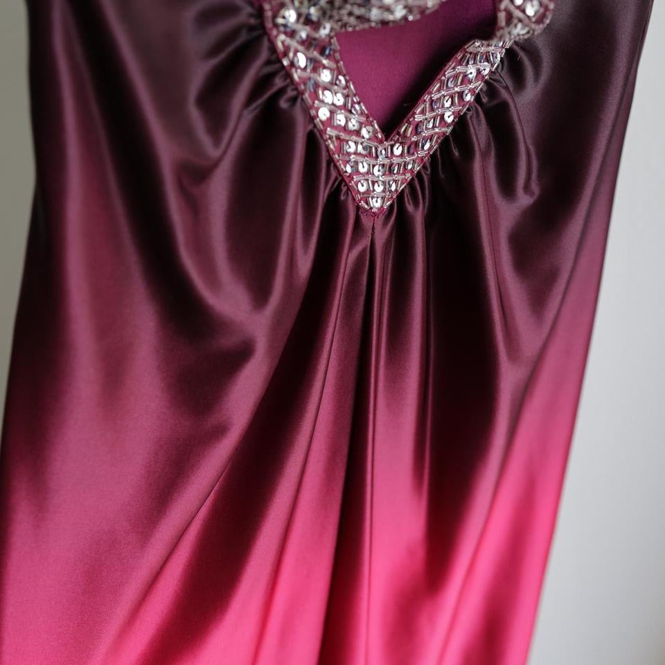 Y2K dark red ombré beaded prom dress formal dress S