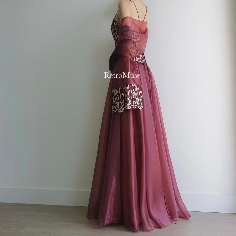 Y2K vintage burgundy corset gown prom dress formal dress S