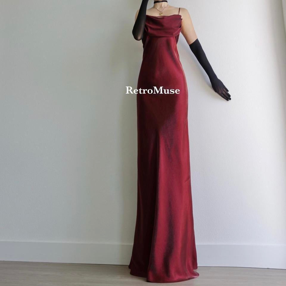 Y2K vintage shimmery burgundy gown goth prom dress L