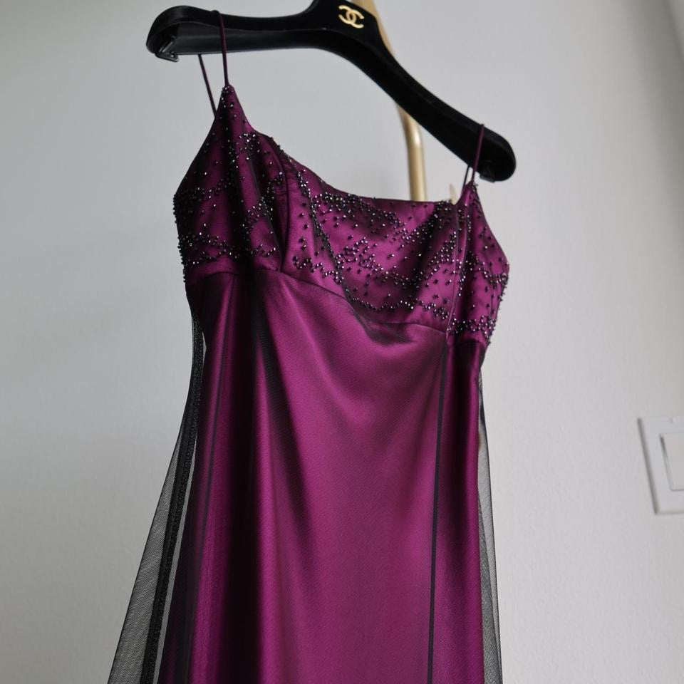 Y2K vintage black magenta layered gown prom dress 6(S)