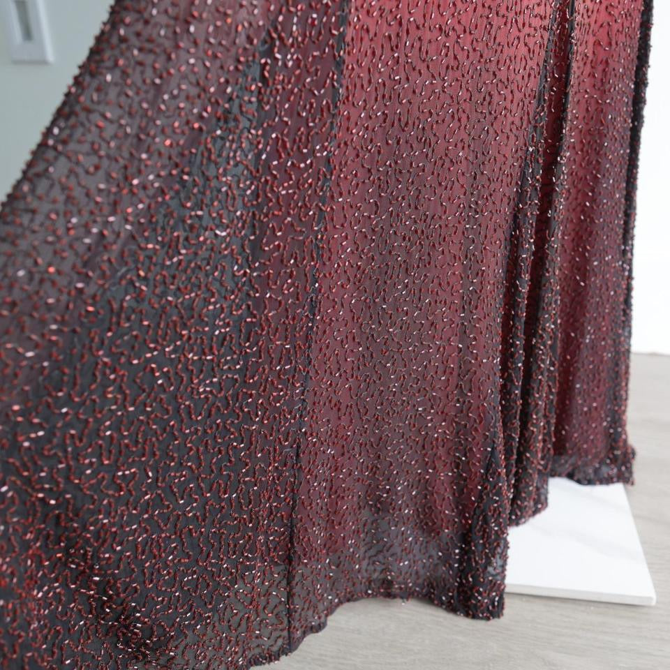 Y2K dark red ombre beaded gown prom dress burgundy dress XS-S (4)