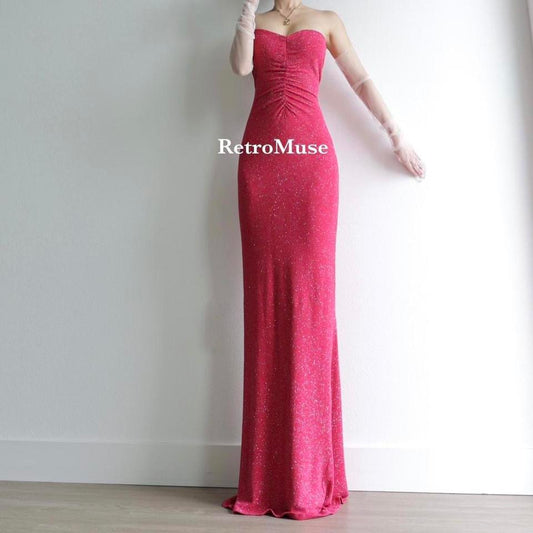 Y2K vintage sparkly hot pink prom dress formal dress L