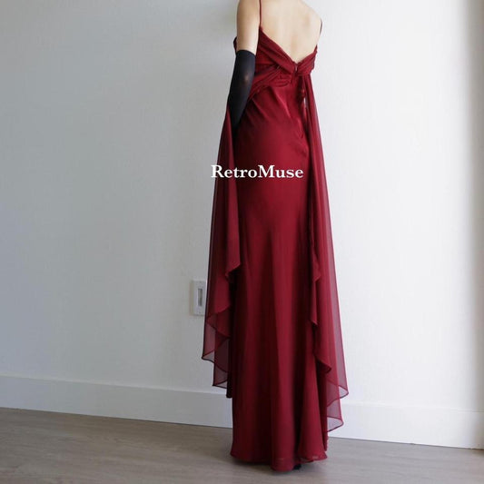 Y2K vintage dark burgundy goth prom dress formal dress L