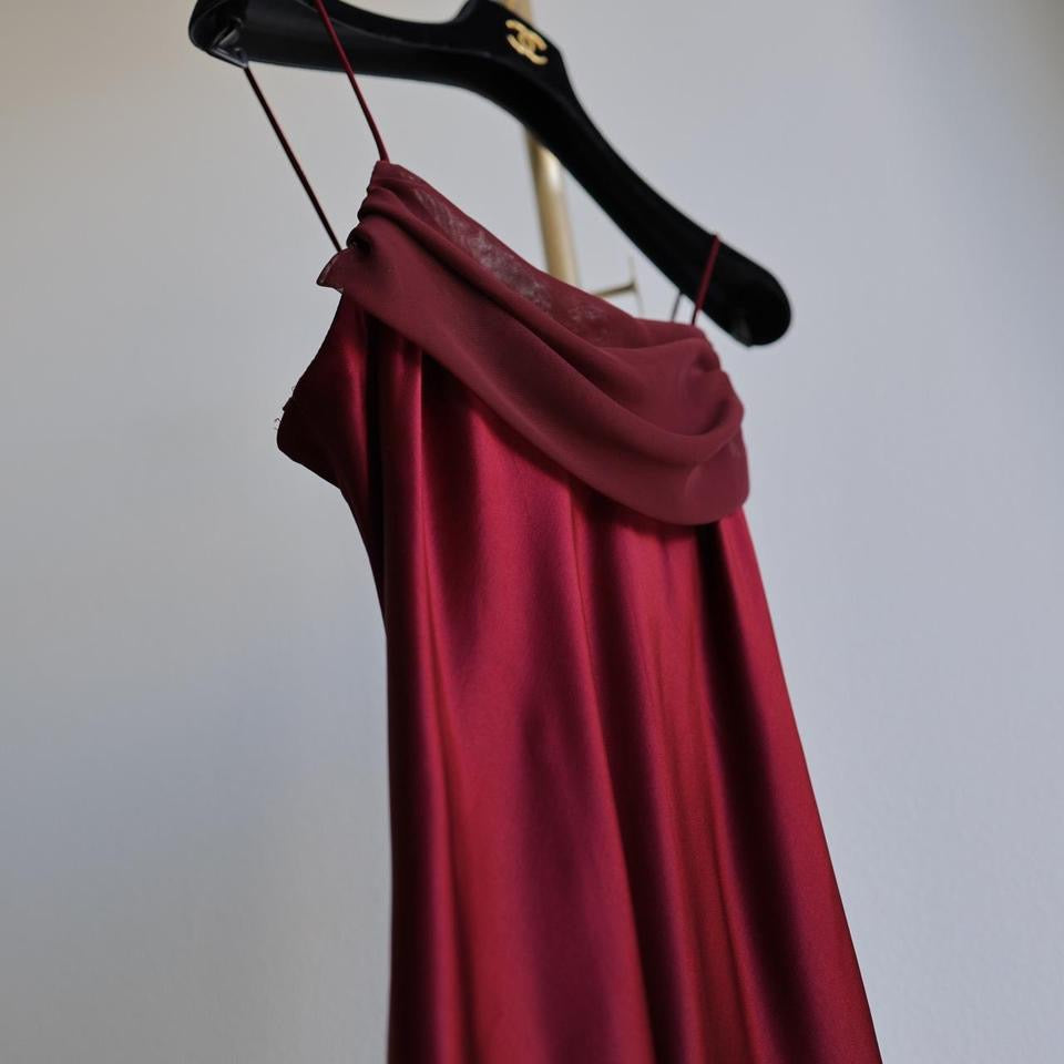 Y2K vintage burgundy prom dress formal dress S