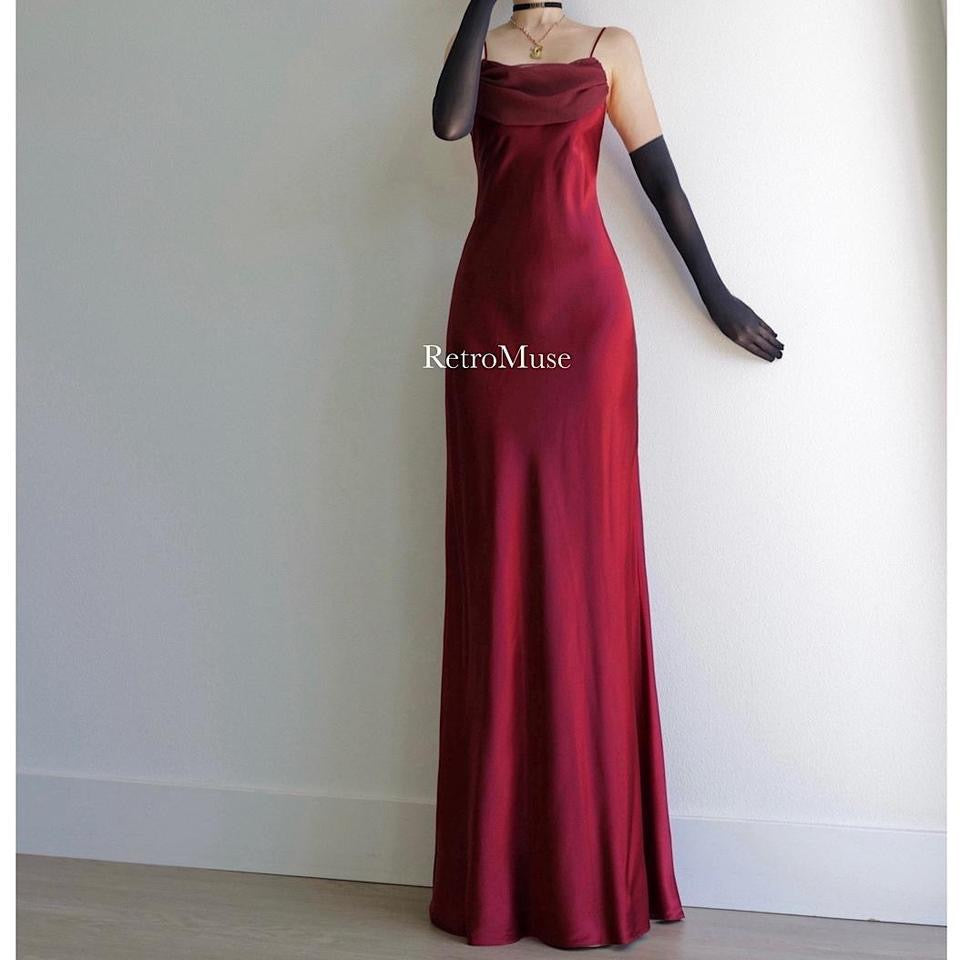 Y2K vintage burgundy prom dress formal dress S