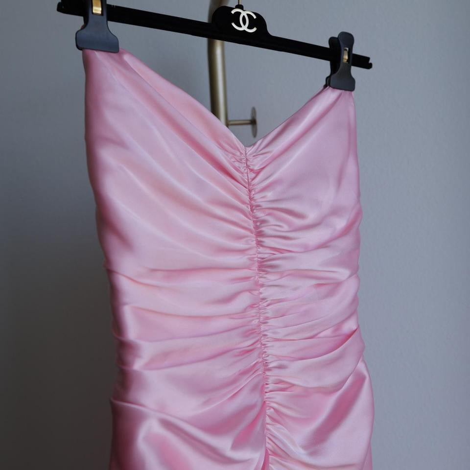 Y2K vintage baby pink satin prom dress formal dress M