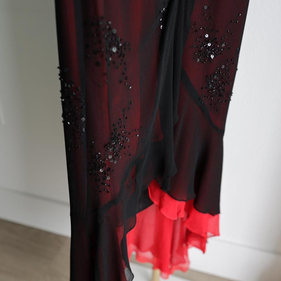 Y2K vintage red black silk beaded homecoming dress prom dress 4(S)