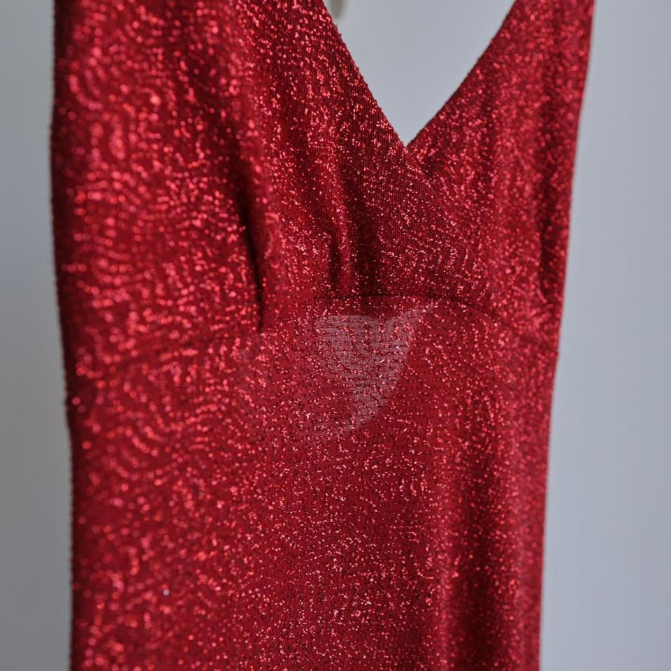 Y2K vintage red sparkly high low homecoming dress