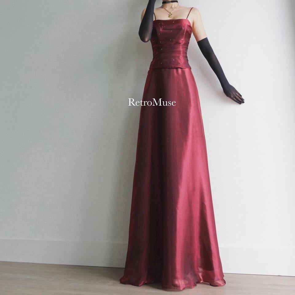 Y2K vintage burgundy prom dress formal dress S