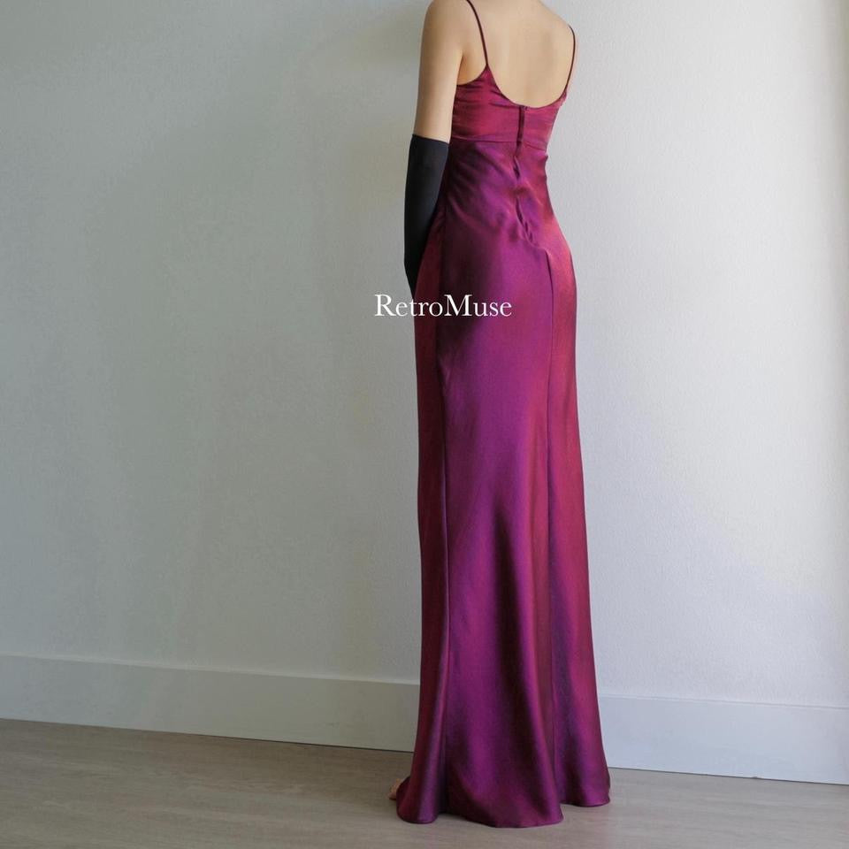 Y2K vintage shimmery plum prom dress formal dress PXS