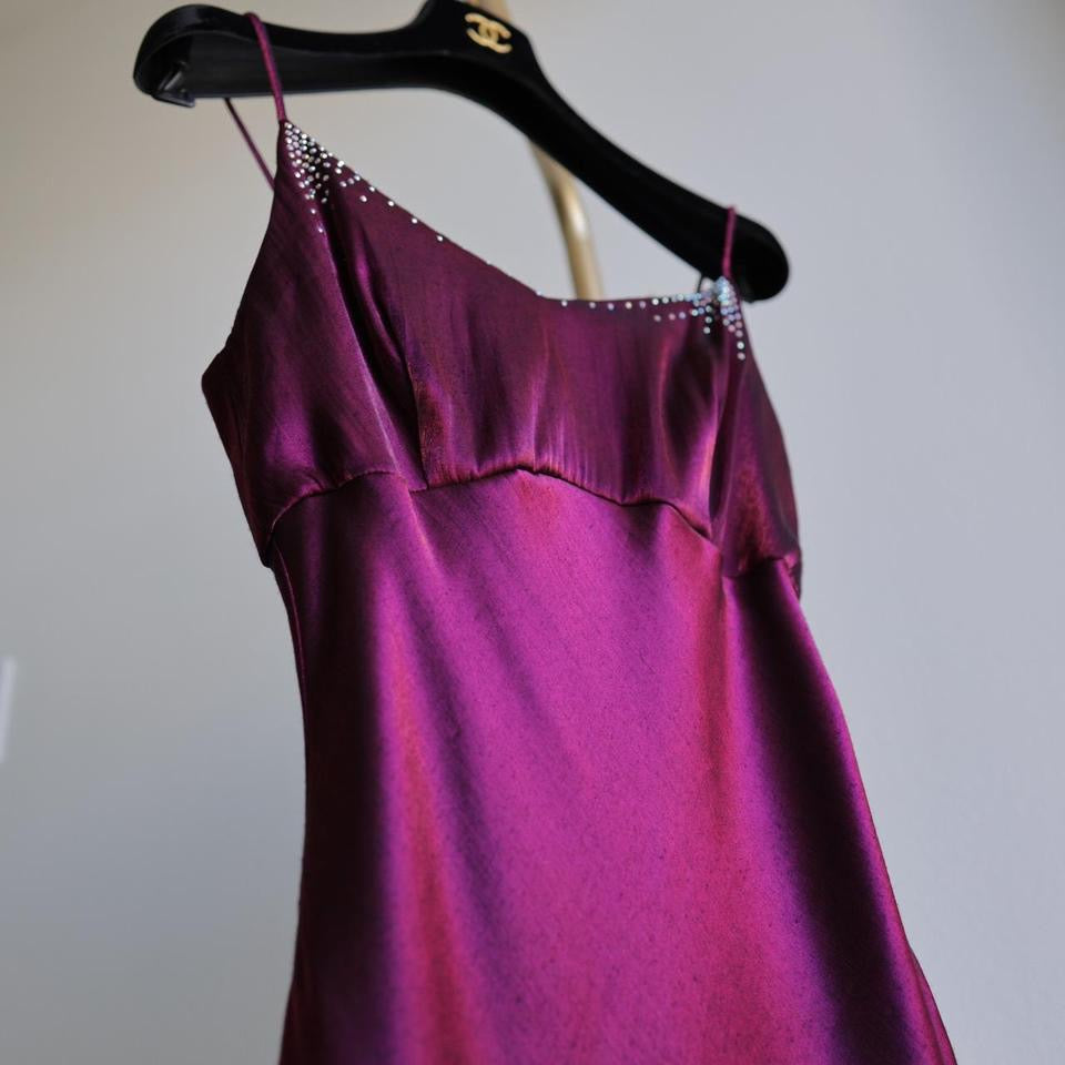 Y2K vintage shimmery plum prom dress formal dress PXS