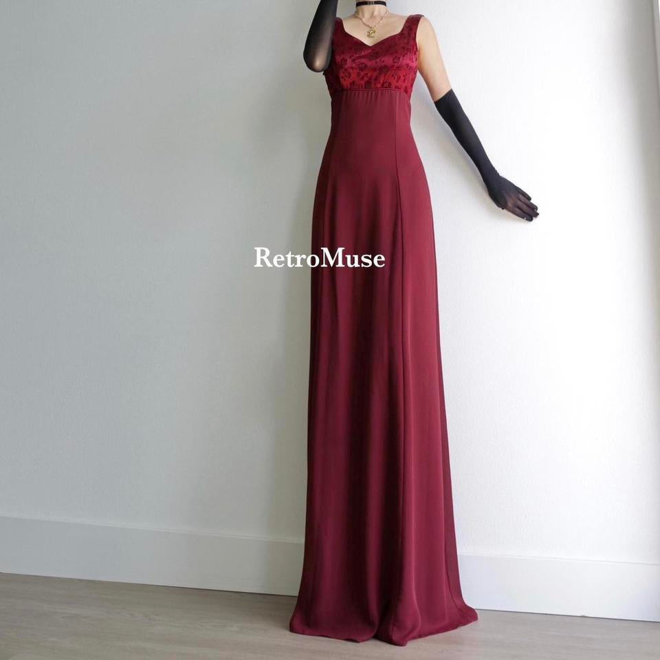 Y2K vintage burgundy prom dress formal dress M