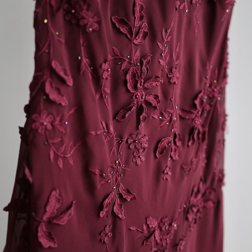 Y2K vintage burgundy beaded prom dress formal dress L