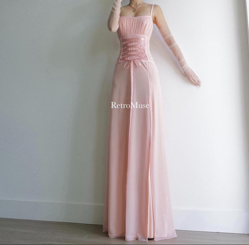 Y2K vintage blush coset prom dress formal dress homecoming dress M