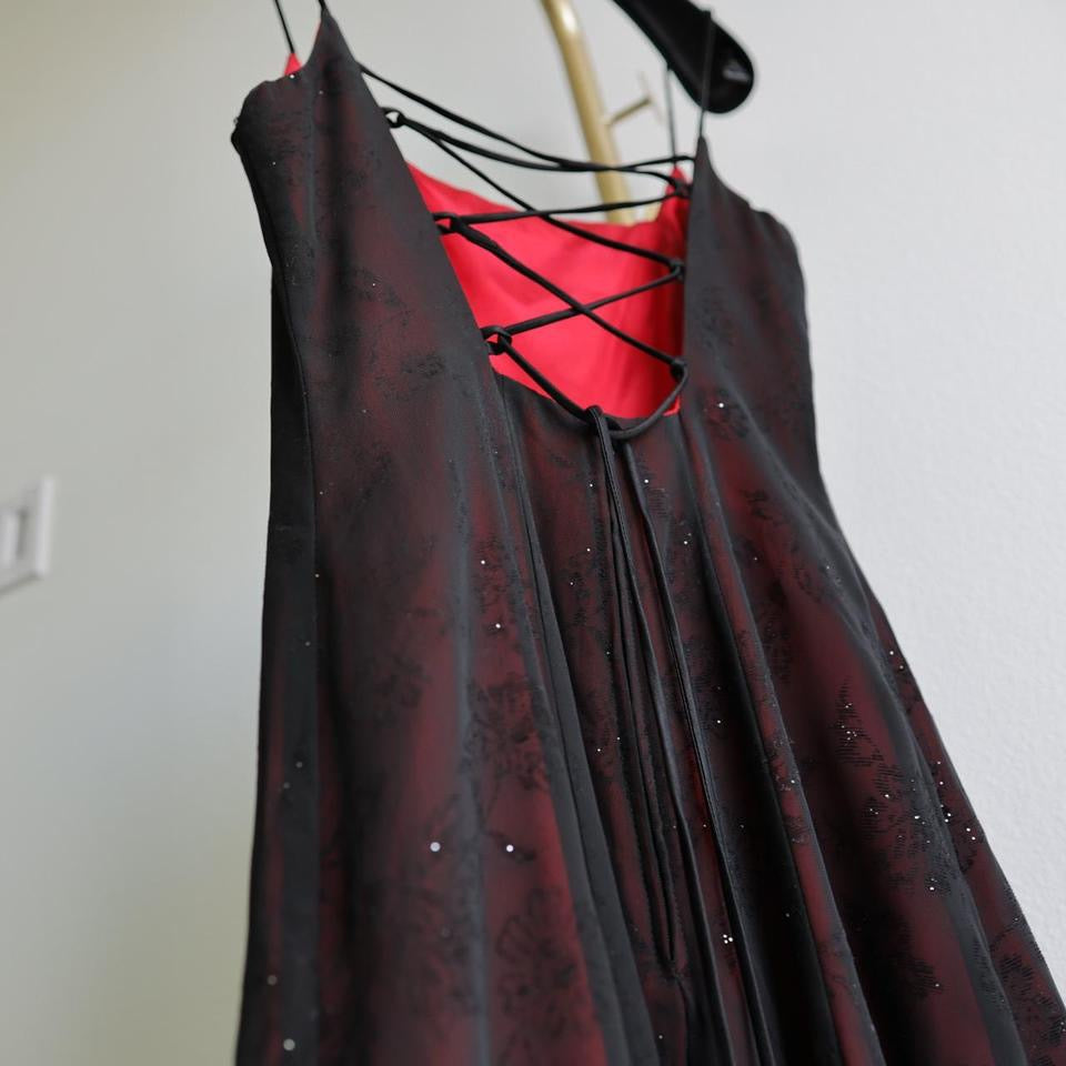 Y2k vintage goth black red prom dress formal dress PS