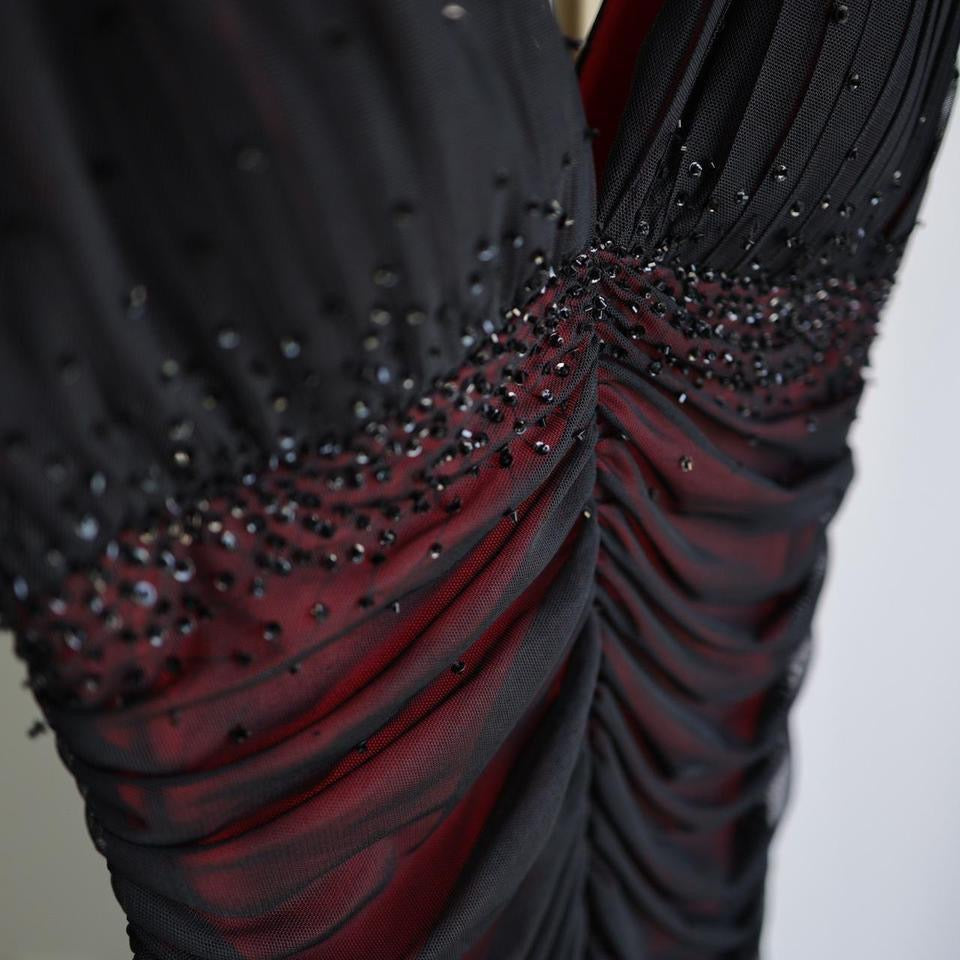 Y2K vintage black red beaded prom dress formal dress L