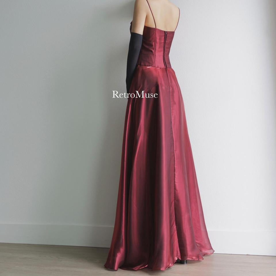 Y2K vintage burgundy prom dress formal dress S