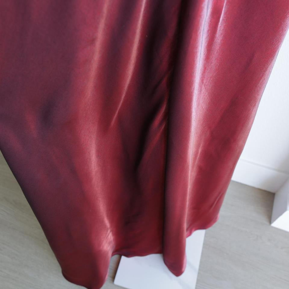 Y2K vintage milkmaid shimmery burgundy gown prom dress M-L