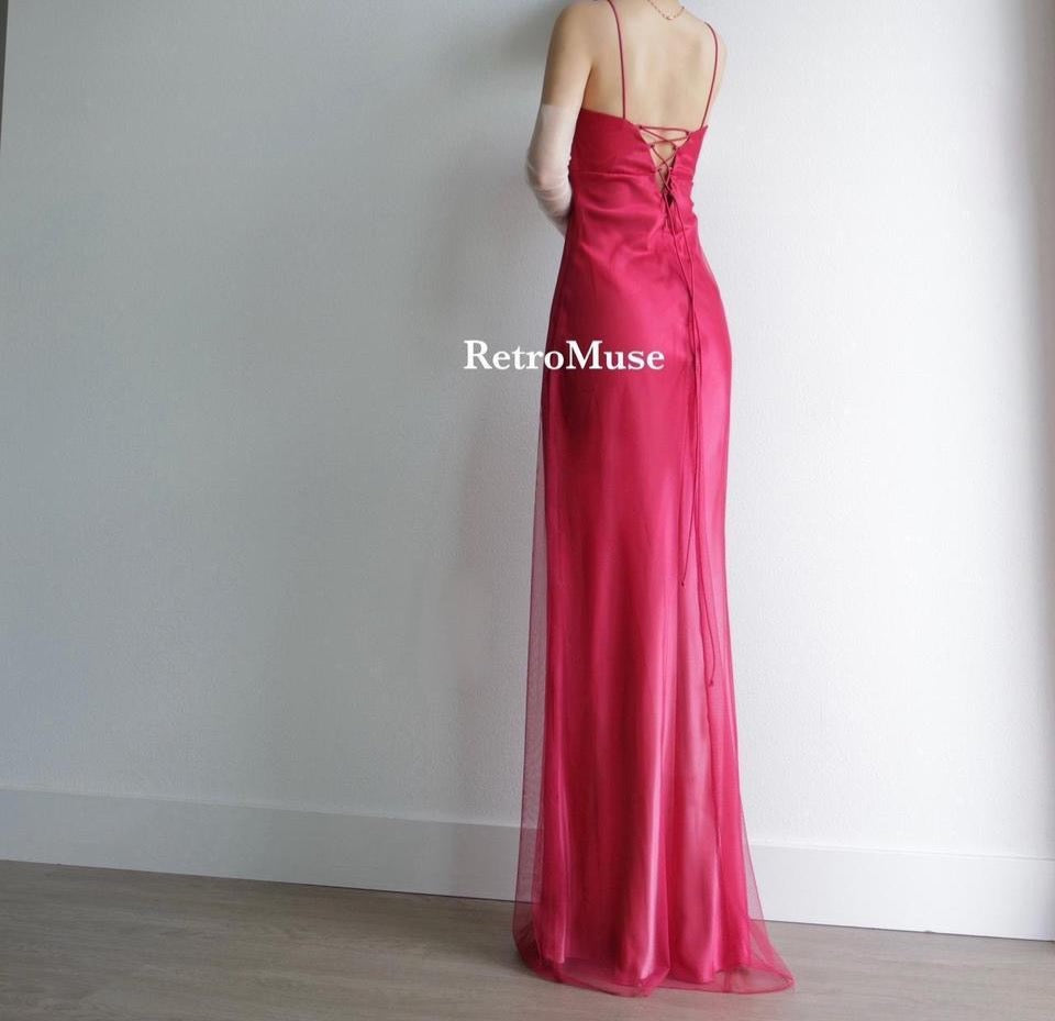 Y2K vintage pink red ombre prom dress formal dress M