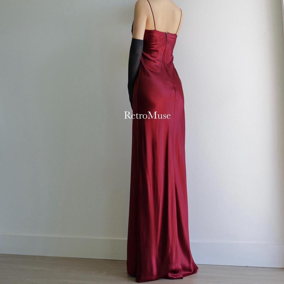 Y2K vintage burgundy prom dress formal dress S