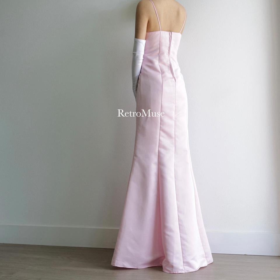 Y2K vintage pink beaded prom dress formal dress M-L