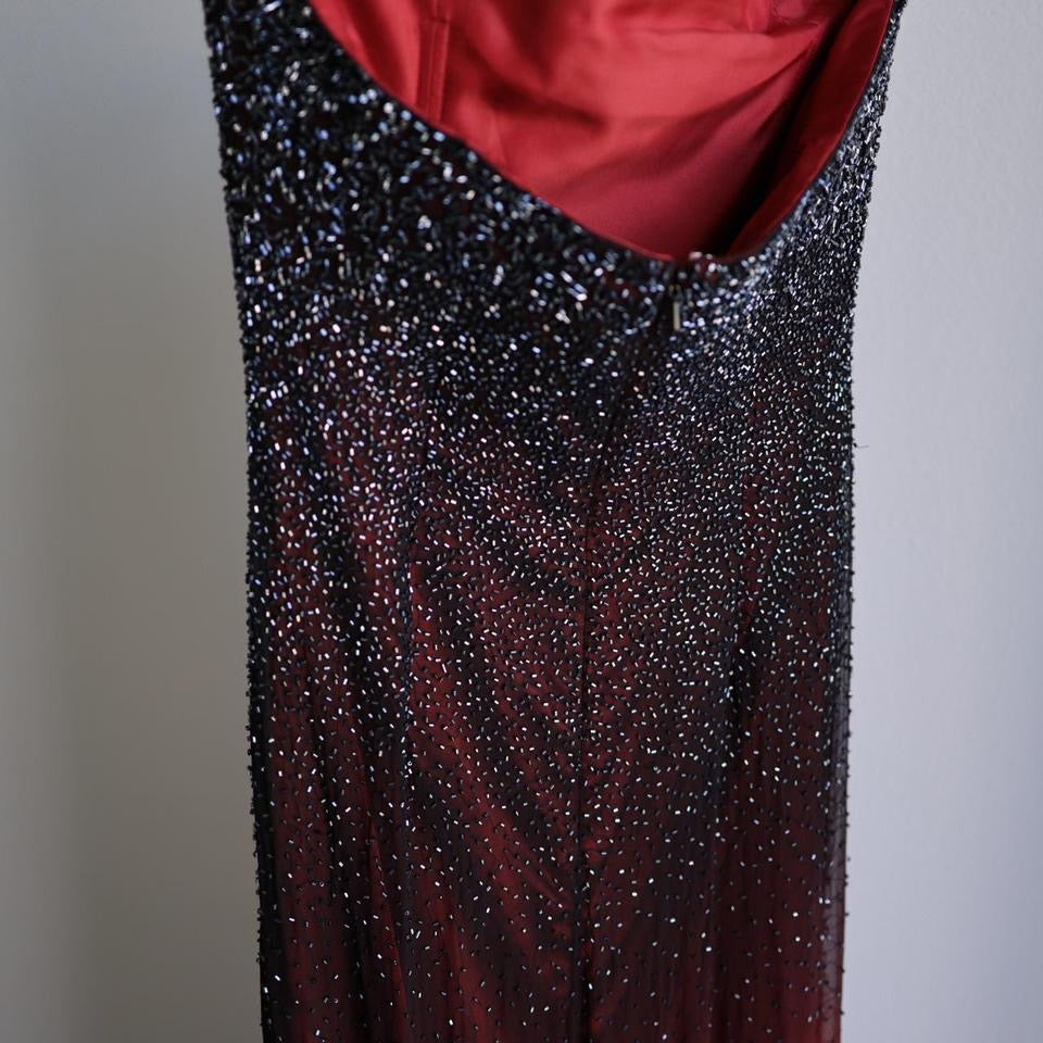 Y2K dark red ombre beaded prom dress formal dress M