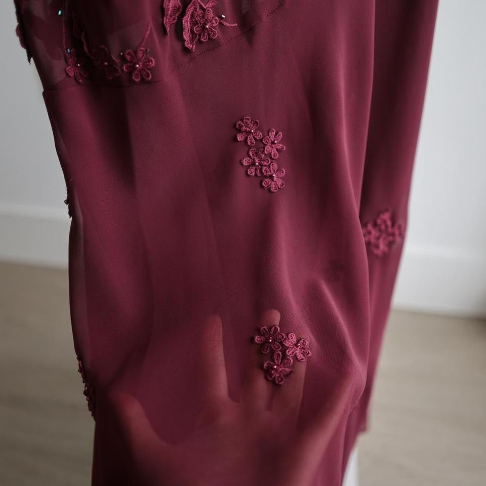 Y2K vintage burgundy beaded prom dress formal dress L