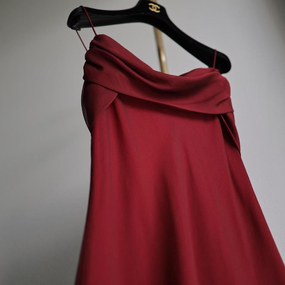 Y2K vintage red burgundy prom dress goth formal gown L