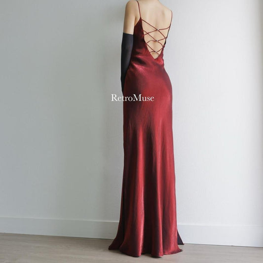 Y2K vintage burgundy prom dress formal dress M