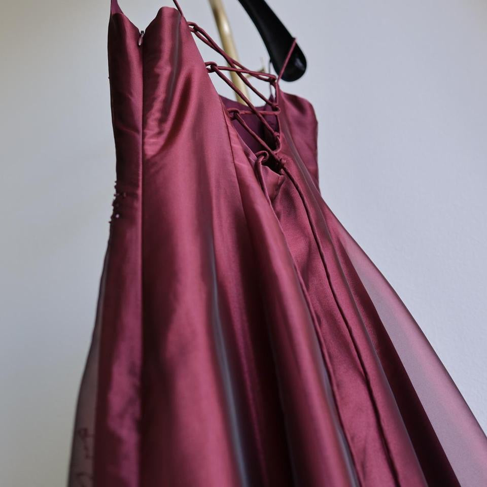 Y2k vintage burgundy beaded prom dress formal dress S