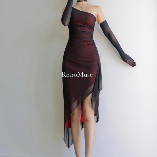 Y2K goth black red homecoming dress prom dress S-M